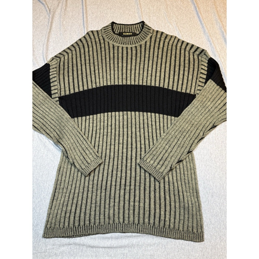 Bachrach Men's Medium Green/Black Pullover Sweater - XL - Vintage - Wool